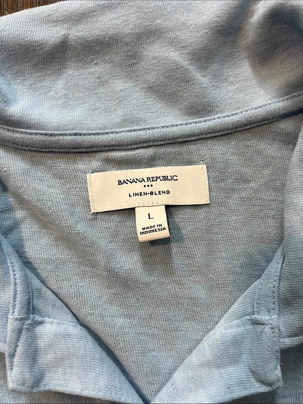 Banana Republic Pale Blue Linen Blend Polo Shirt
